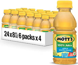 Mott's 100% Apple White Grape Juice Bottle, 6 Count (Pack of 4) 8 fl oz.